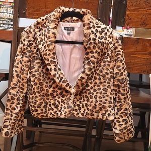 Genuine Rabbit Fur Shawl Collared Cropped Jacket - Large